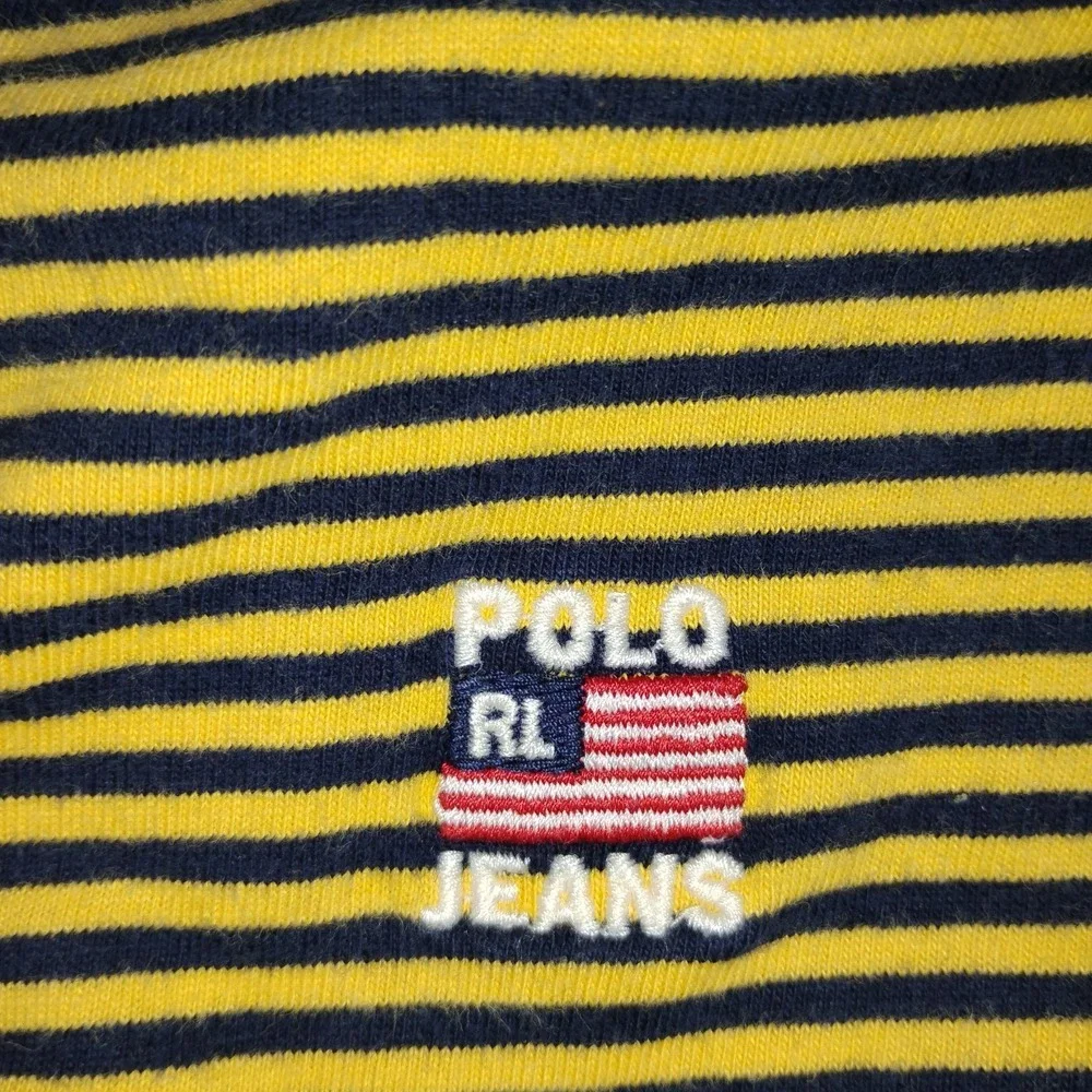 Ralph Lauren Polo Jeans Company Micro Striped T shirt Ringer Mens XL Vintage USA